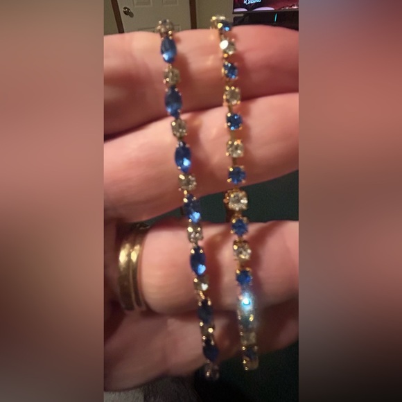 Unbranded Jewelry - 2 Elegant Blue and Clear Crystal set in Gold Tone Bracelet